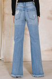 HIGH RISE DISTRESSED WIDE JEANS