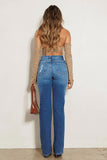 HIGH RISE SUBTLE DISTRESSED STRAIGHT JEANS