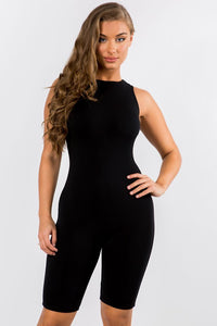 BACK ZIPPER CREW NECK SLEEVELESS DOUBLE JUMPSUIT