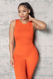 BACK ZIPPER CREW NECK SLEEVELESS DOUBLE JUMPSUIT