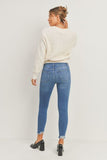 HR ANKLE SKINNY JEANS WITH DESTROYED HEM